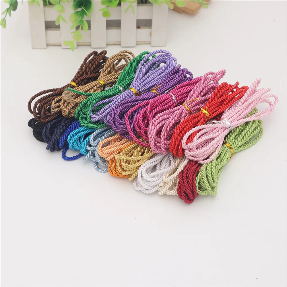 FASMILEY DIY Cord Jewelry Findings 3mm Braided Rope Multi Solid Color Twisted Thread DIY Accessories String Supplys 20m DS217