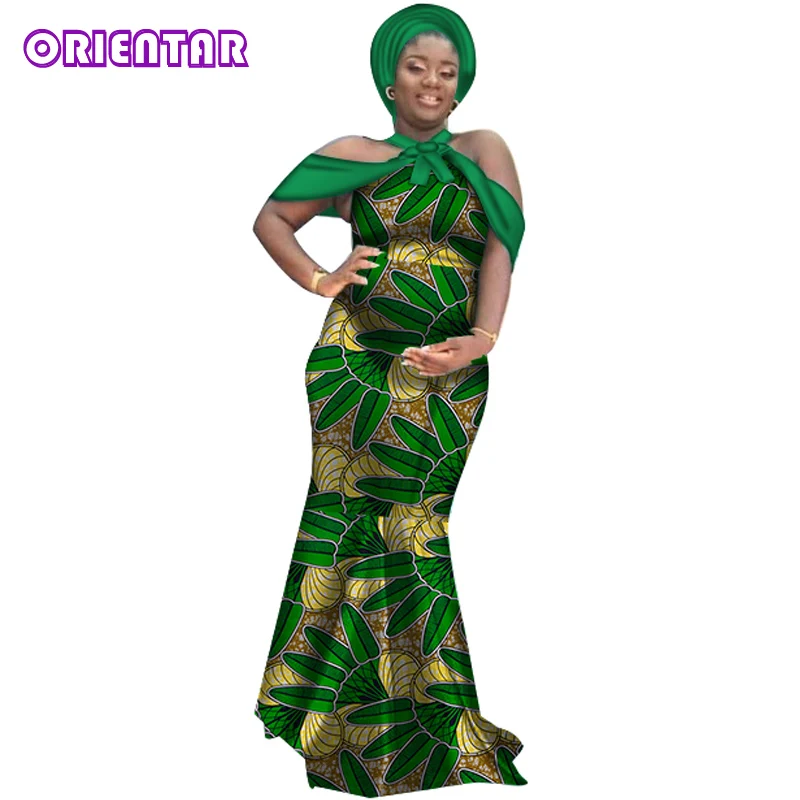Дашики Африканское платье для женщин африканская ткань Воск Принт Базен Riche длинное платье Элегантная Леди Вечеринка платье макси WY3648