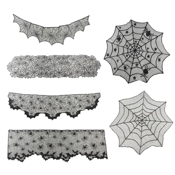 

Halloween Decoration Fireplace Decor Horror Props TableCloth Lace Cosplay Party Supplies Spider Lampshade Home Runner Table