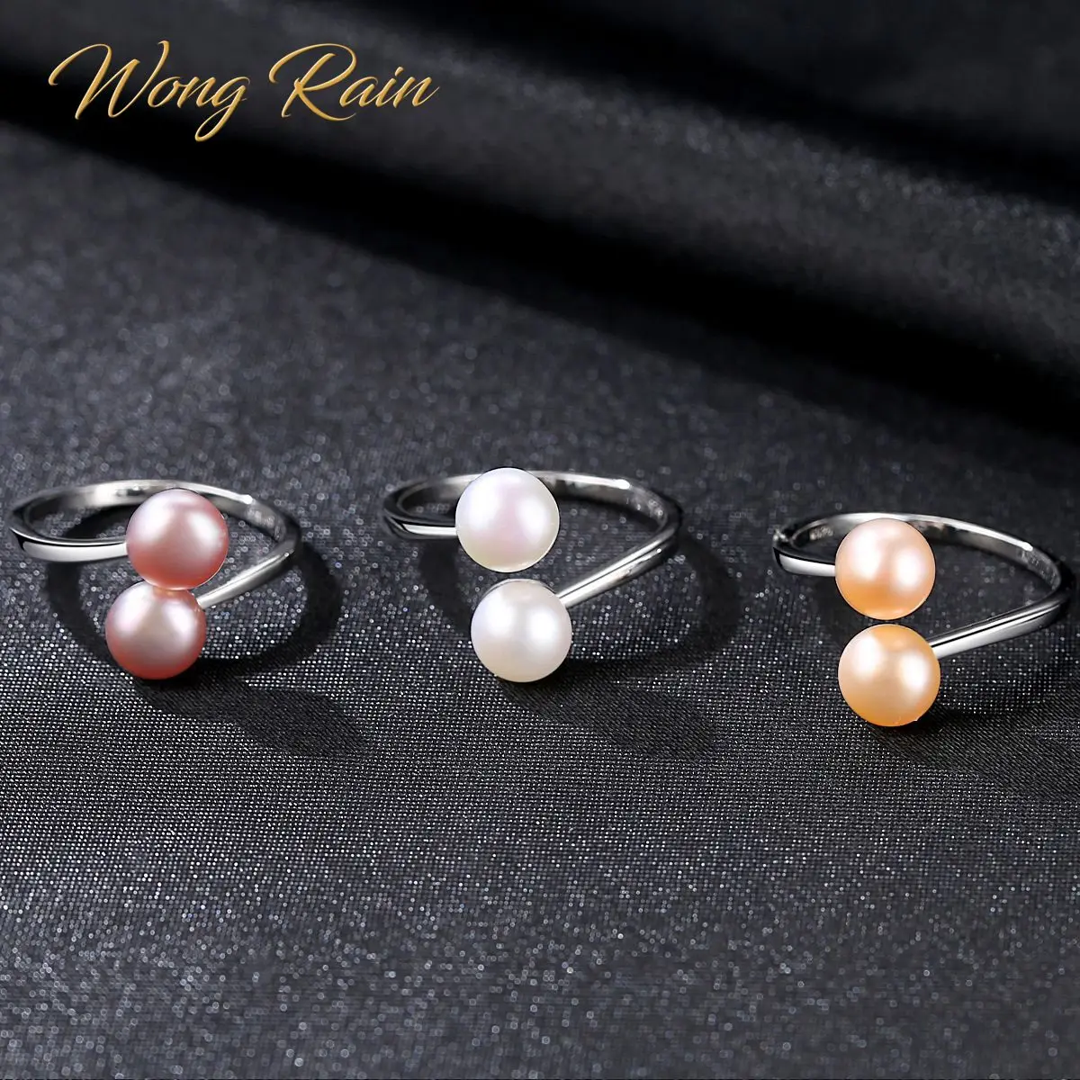 Wong Rain 100% 925 Sterling Silver Natural Freshwater Pearls Gemstone Wedding Engagement Adjustable Opening Ring Fine Jewelry Wong Rain 100% 925 Sterling Silver Natural Freshwater Pearls Gemstone Wedding Engagement Adjustable Opening Ring Fine Jewelry