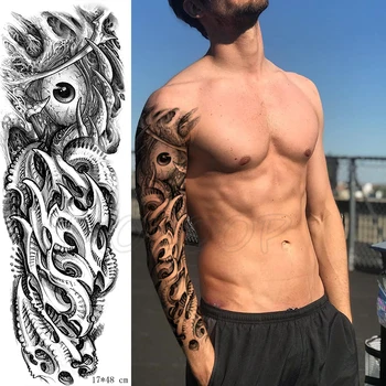 

Full Arm Waterproof Temporary Tattoo Sticker black eye sharp clow totem Fake Tatoo Stickers Flash Tatto body art for Man Woman