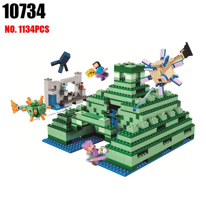 

10734 1134pcs Compatible LegoINGlys MinecraftINGlys MY WORLD Series 21136 The Ocean Monument Building Blocks Bricks Toys Model