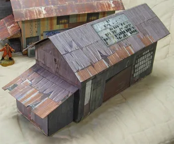 

27.2x10.7x8.3cm 3D Paper model Sloping shed building Paper model Sand table construction scene Manual DIY model with 3 houses