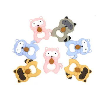 

Kovict BPA Free 5/10pcs Raccoon Silicone Baby Teether rodent Baby Teething Toys Chewable Animal Shape Baby Products Nursing Gift