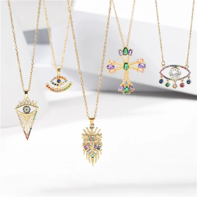 NEWBUY модная Золотая цепочка ожерелье для женщин и мужчин роскошный крест сглаза