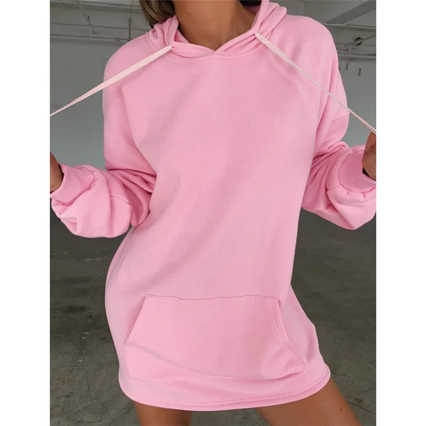 

Solid Women's Autumn Fashion Purely-Coloured Pocket Long-Sleeved Hoodies And Sweatershirt Oversize Patchwork Sweatshirts #45