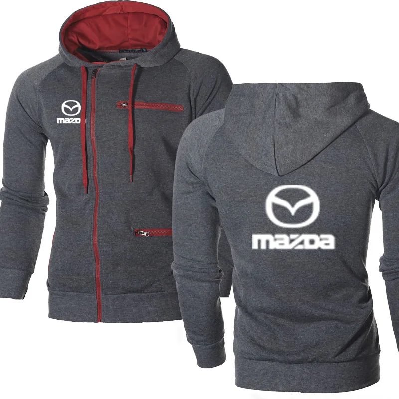 Мужские толстовки с капюшоном с логотипом Mazda, повседневные толстовки в стиле хип-хоп, Harajuku, теплые флисовые толстовки с капюшоном с длинным рукавом, мужская куртка на молнии