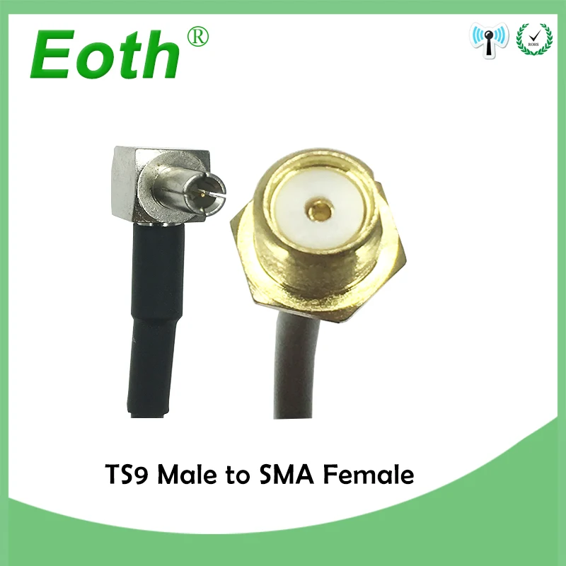 

2pcs 3G ZTE modem cable TS9 Male straight to SMA male right angle pigtail RG178 Wholesale 15CM 6" Adapter