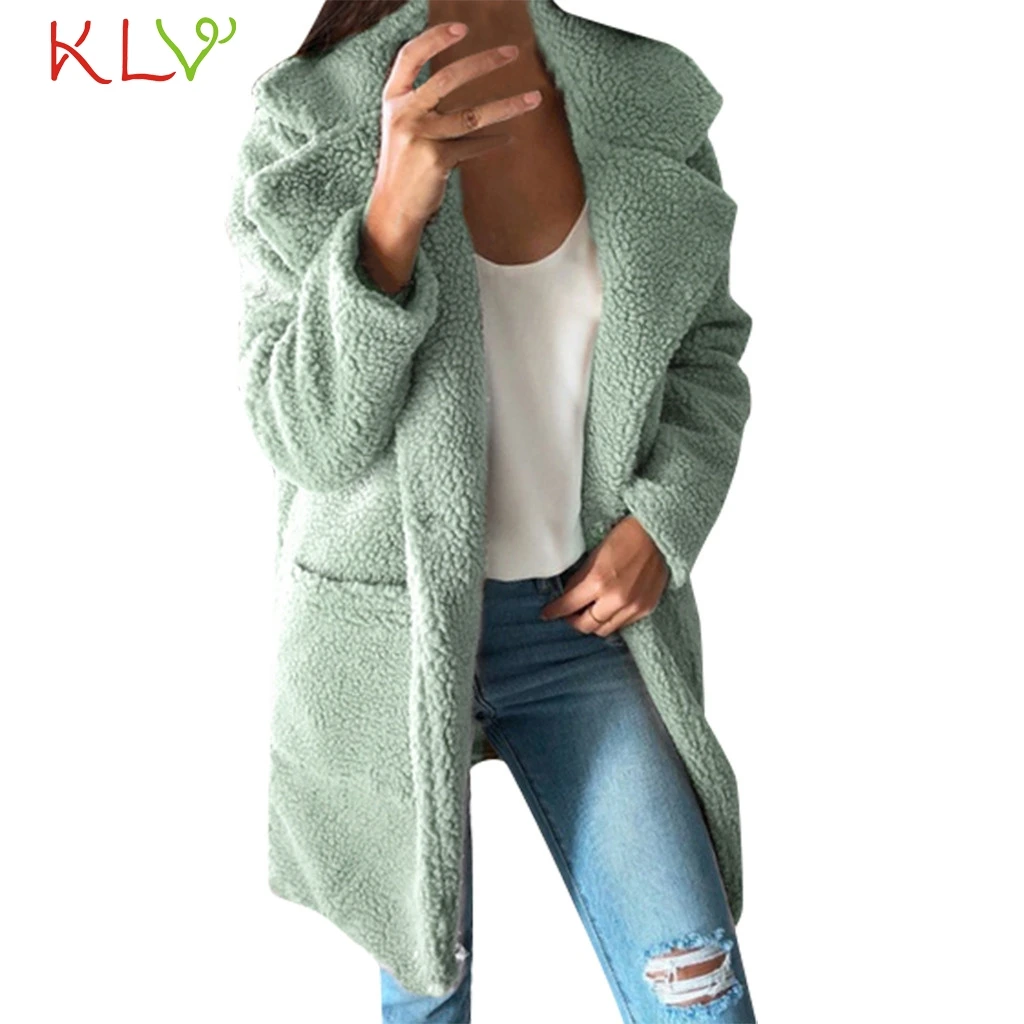 

Women Jacket 2019 Autumn and Winter Female Mid-Long Fleece Blend Coat New Korean Temperament Women's Popular Outerwear Warm 19Ag