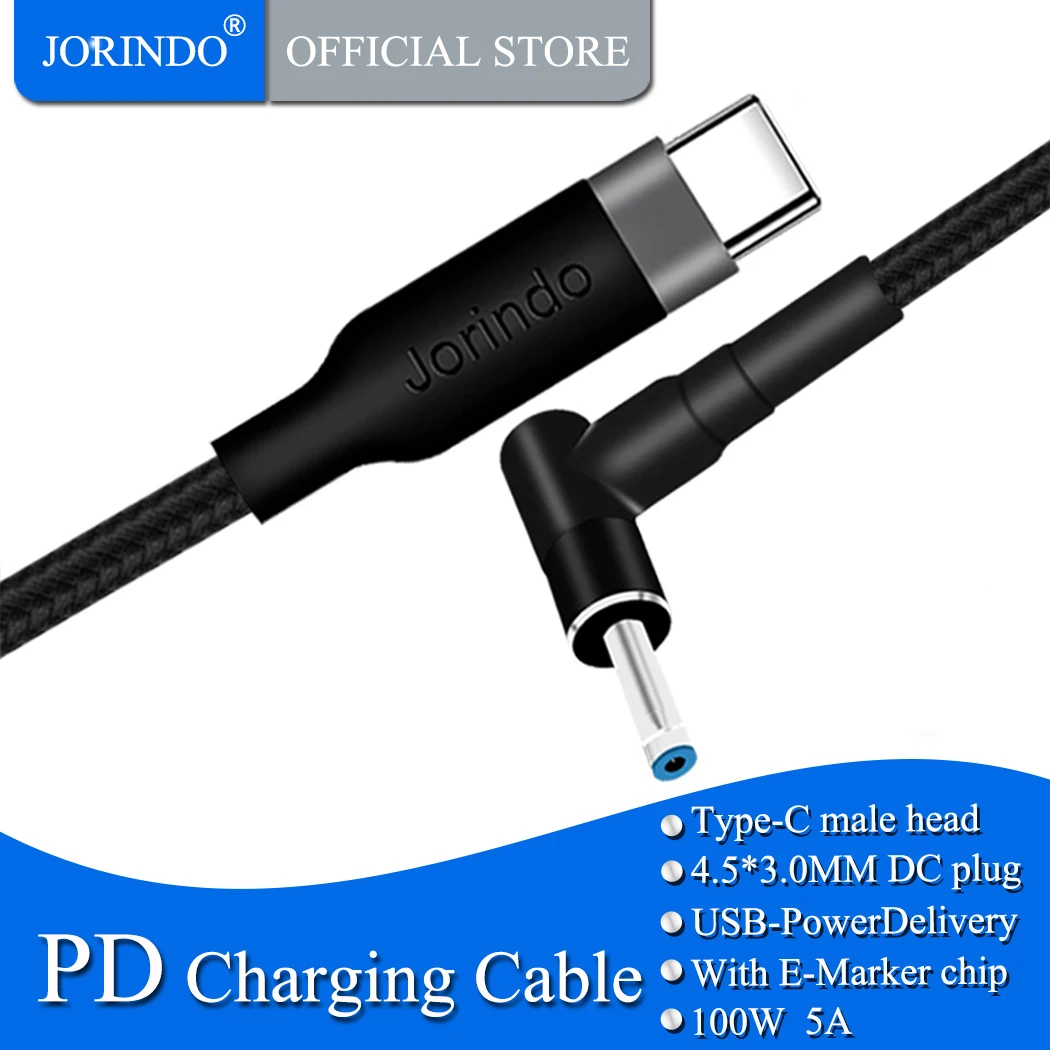 JORINDO USB Type-C зарядный кабель DC4.5 * 3 0 мм синий наконечник штекер конвертер зарядное