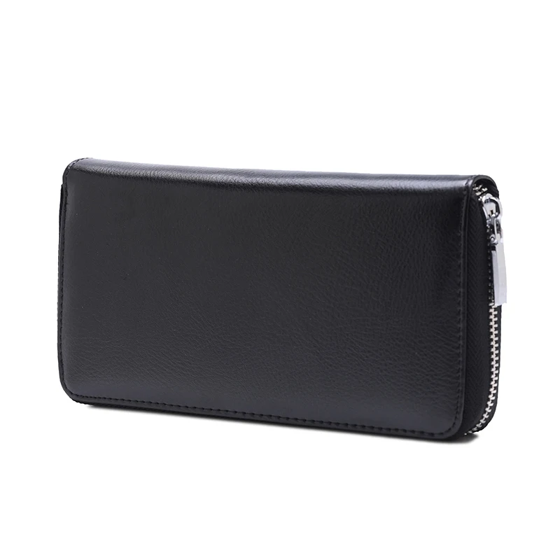Etaofun RFID корейский женский кошелек коровья кожа длинный участок дамская сумка для карт Мужской молнии муфта большой емкости для мужчин - Цвет: black