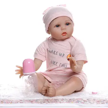 

Lifelike Reborn Baby Dolls Girl Blue Eye Silicone Simulated Doll Kids Birthday Gift