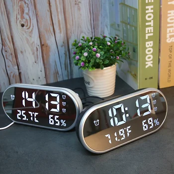 

Mirror Led Alarm Clock Temperature Modern Wireless Color Weather Station Luminous Alarm Clock Modern Table Clocks Digital II50NZ