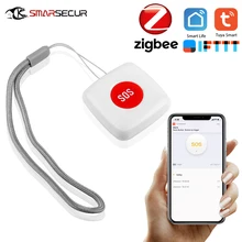 Tuya botão zigbee sos sensor de alarme, para idosos, alarme, à prova d' água, botão de pânico de emergência