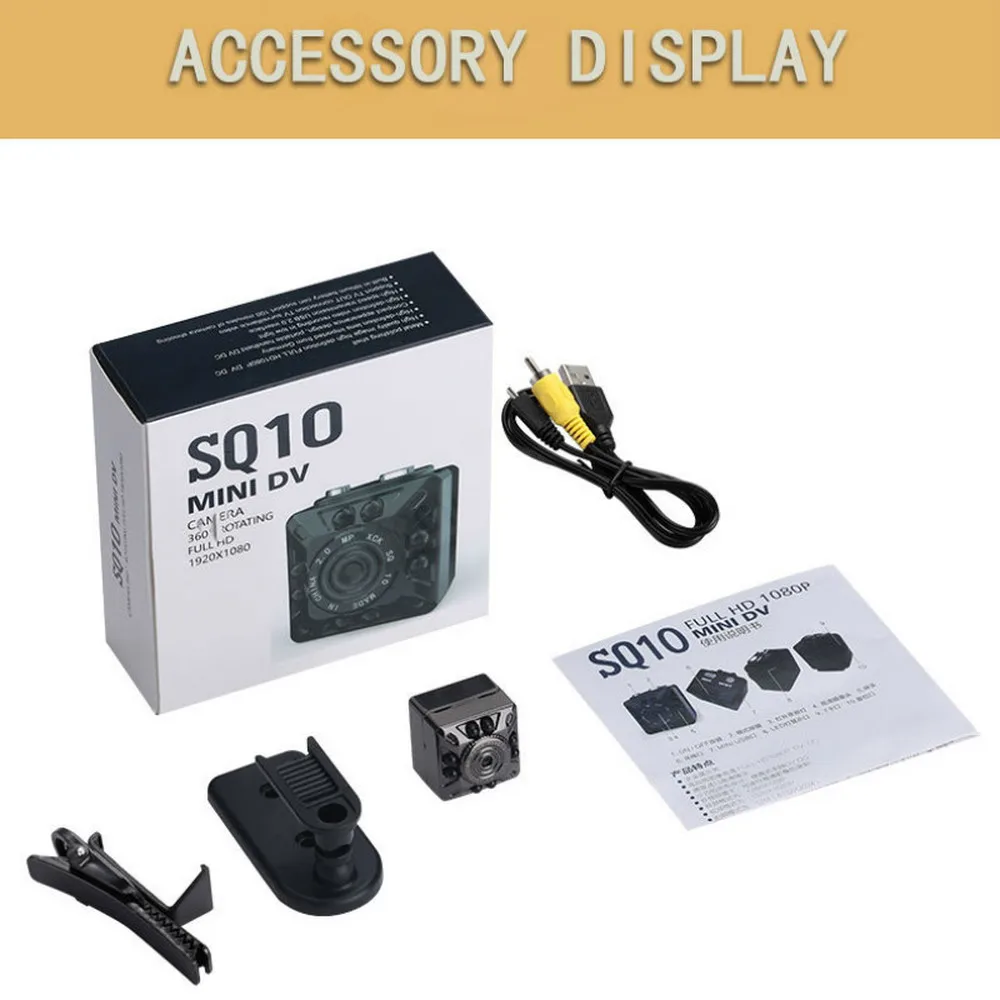 

2019 Newest SQ10 Mini Camera HD 1080P Infrared Night Vision Motion Sensor Action Sport Camcorder DV DVR Small Video Recorder Cam