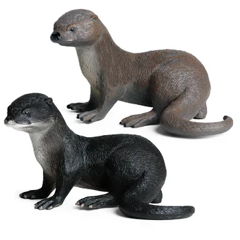 

2 Kinds Otter Animal Figure Collectible Toys Wild Animal Cognition Action Figures Kids Plastic Cement Toys