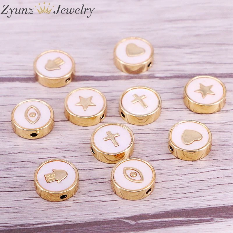 10pcs Fashion Round shape connector Beads,CZ Eye beads For Jewelry Making
