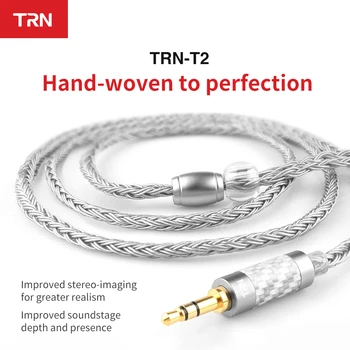 TRN T2 16 rdzeń posrebrzany kabel do modernizacji HIFI szary czarny brązowy złącze MMCX 2Pin do TRN VX BA5 V80 V90 T2 C16 S2 T4 ZSX ZST tanie i dobre opinie CN (pochodzenie) Kable do słuchawek Brown Grey Black