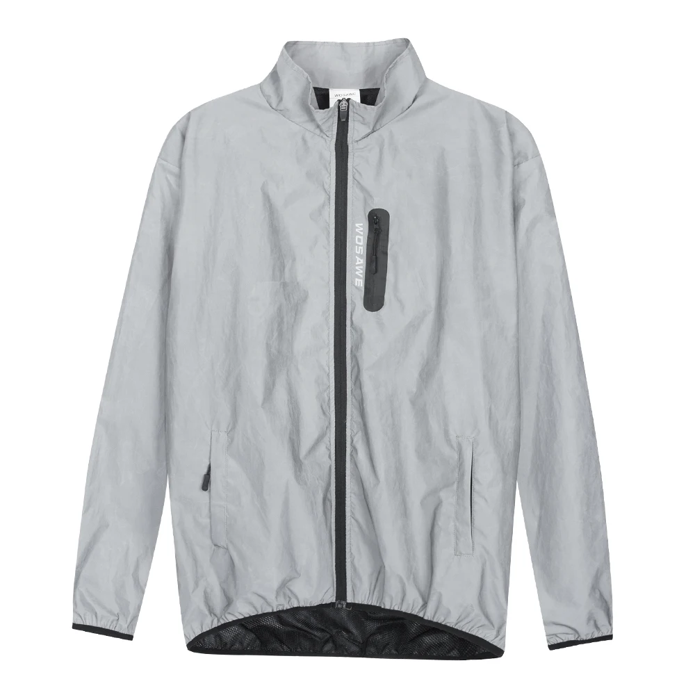 WOSAWE Full Reflective Men Women's Cycling Jackets Waterproof Windproof MTB Bike Windbreaker for Night Riding Autumn Long Jersey