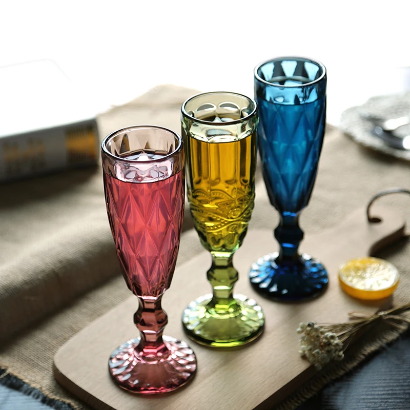 

2Pcs Embossed Red Wine Glasses Lead Free Crystal Champagne Cocktail Glass Cup Goblet Wedding Party Bar Drinking Glasses 150ml