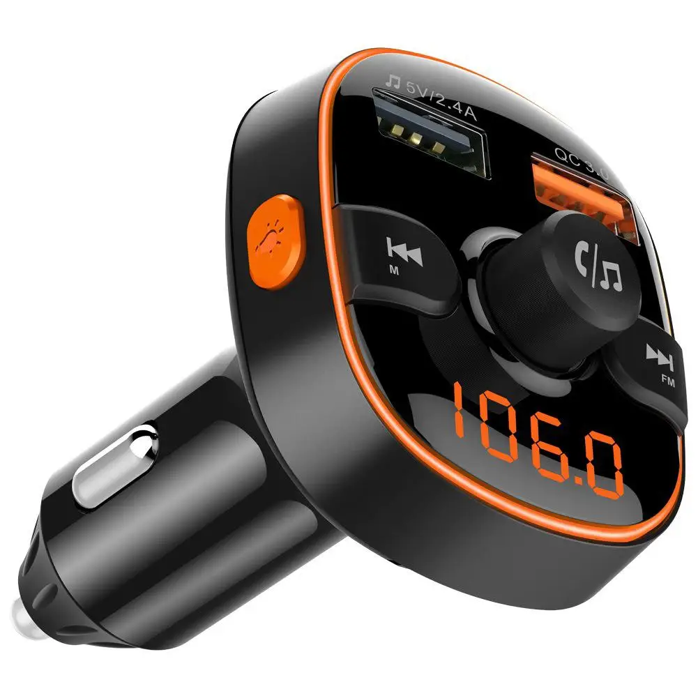 Автомобильный Bluetooth MP3 плеер Авто QC 3,0 Быстрая зарядка FM передатчик красочные атмосферу свет Дисплей электроника для транспортных средств