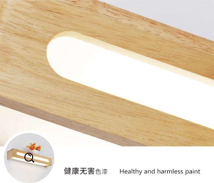 Nordic creative led wall lamp stairs wood solid wood bedroom bedside lamp bathroom mirror front lighting fixtures