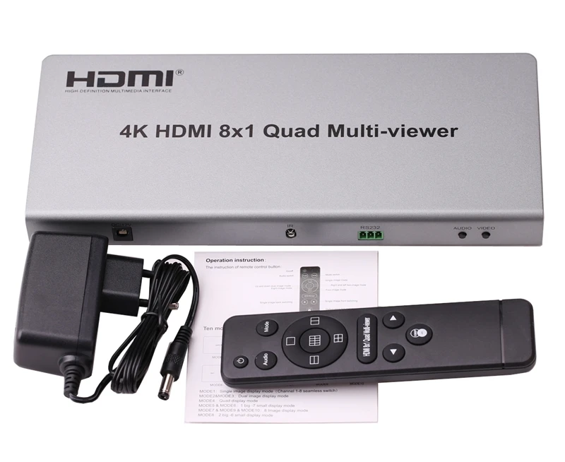 4K 8x1 HDMI Quad мультипросмотрщик переключатель 8 в 1 выход бесшовный переключатель 9x1 мультипросмотрщик PIP изображение экран делитель конвертер