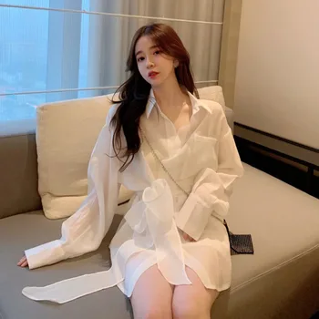 

Shirt Women Clothes Spring 2020 New Sunscreen Shirt Woman Mid-length Loose-fitting Long-sleeved Shirt Women Tops