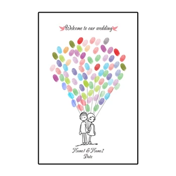 

Qianxiaozhen Personalized Custom Boy & Girl Fingerprint Wedding Guest Book Wedding Decoration Mariage Gastenboek Decoracion