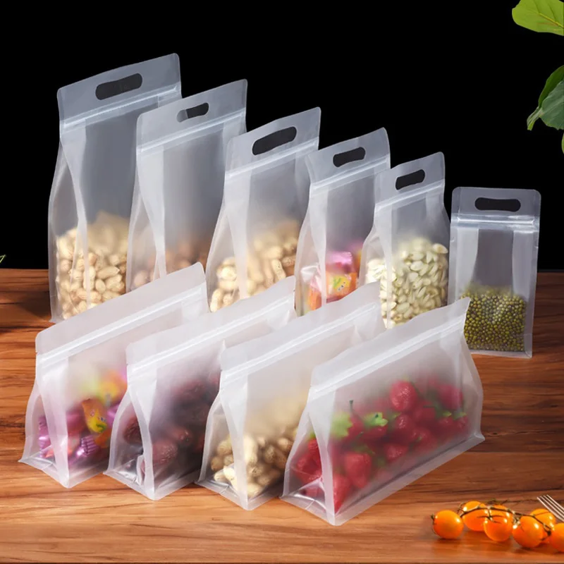 

500Pcs/Lot Eight-side Thickened Plastic Bag Frosted Transparent Packaging Bag Candy/Flower Tea/Cat Food/Fishing Bait Ziplock Bag