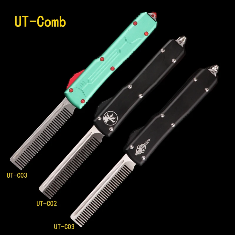 

OTF comb knife utx-85 Automatic MT knife CNC process high-end aluminum handle 100%D2 blade auto pocket tools EDC hunting tool