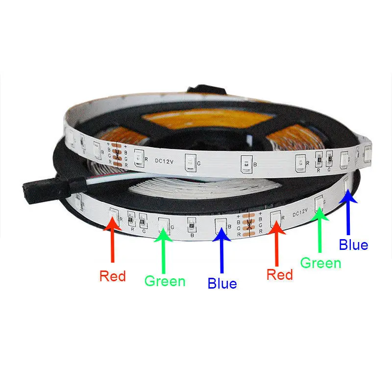 Светодиодная лента 12 В гибкая Водонепроницаемая светодиодная RGB 2835 SMD 5 м 10 15 Диод +