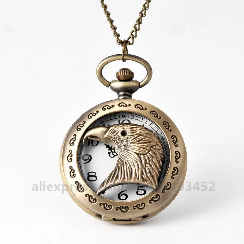 100 шт./партия, открытые часы с Орлиной головкой, уникальные украшения для дома, кварцевые часы, розовое золото, ожерелье, часы склад