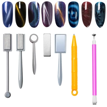 

7 Styles Magnet Board UV Cat Eyes Pencil for UV Painting Gel Nail Polish Strong Magnetic Nail Stick Manicure Nail Art Tool