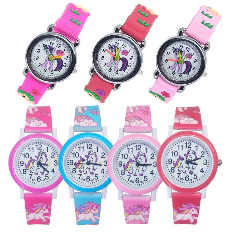Детские Модные кварцевые часы с изображением пони, Единорога для мальчиков и девочек, спортивные детские часы для студентов, детские часы в подарок