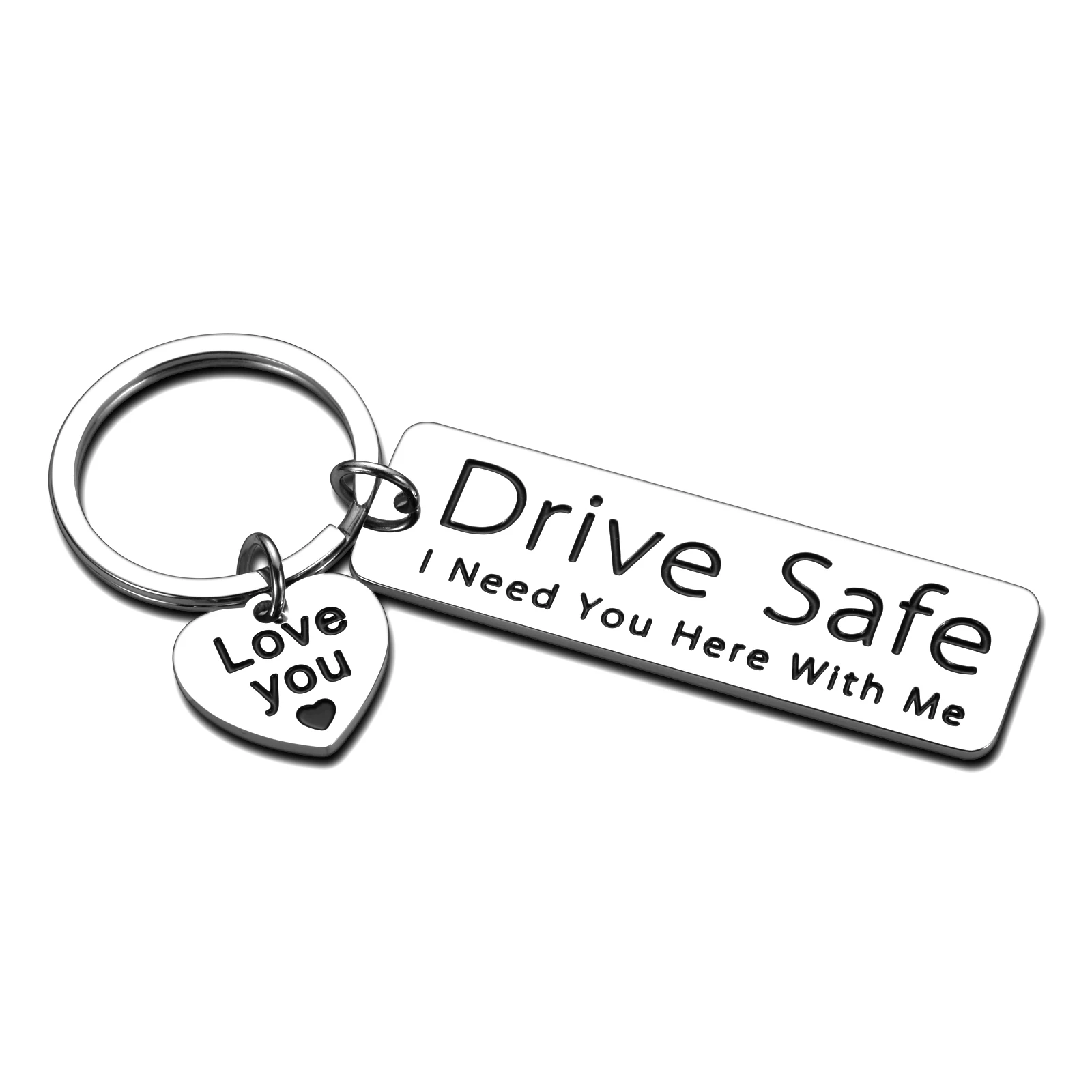 Drive Safe I Need You Here With Me Couple Family Keyring Keychain Necklace Set
