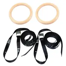 Деревянные гимнастические кольца с регулируемой кулачковой пряжкой 14.76ft длинные ремешки тренировочные кольца Нескользящие тренировочные кольца для домашнего спортзала Full B