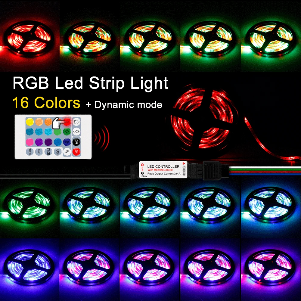 

USB LED Strip Light RGB SMD 2835 Flexible Ribbon fita led light strip RGBW 1M-5M Ambilight Tape Diode DC5V 24 Key Remote Control