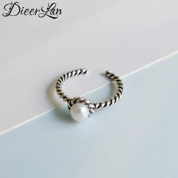 

Vintage Retro 925 Sterling Silver Adjustable Imitation Pearl Rings For Women Female Fashion Punk Jewelry 2020