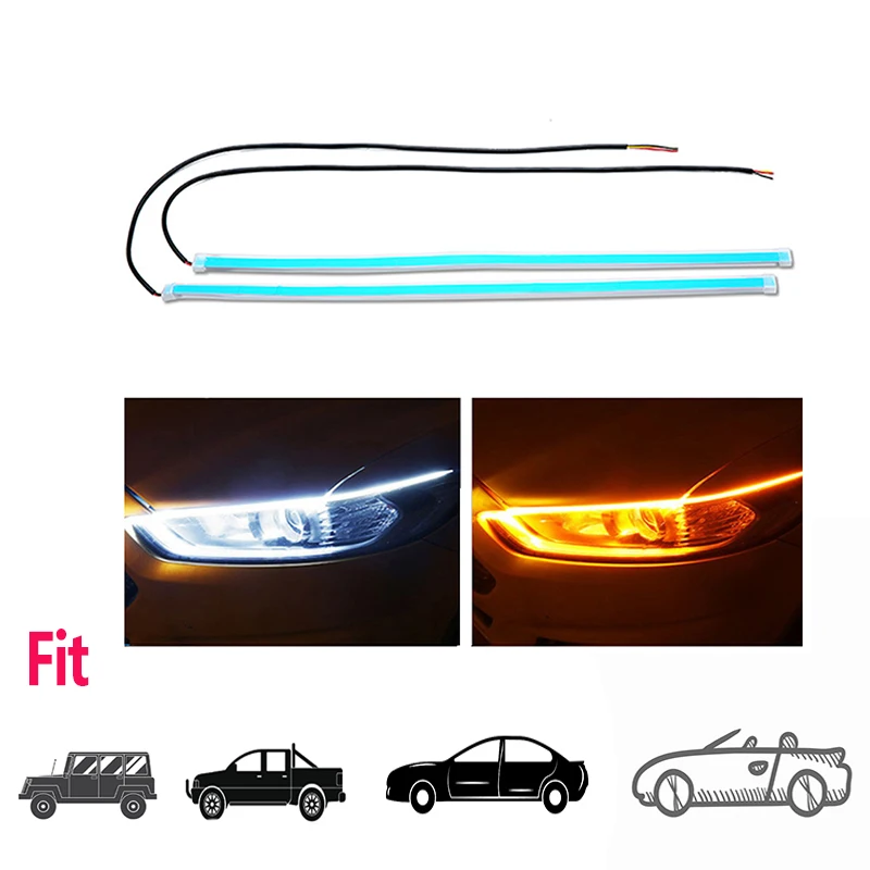 

Daytime Running Light Flexible Soft Tube Guide Car Led Strip Waterproof 2x Ultrafine DRL Accesories for Car Light Interior