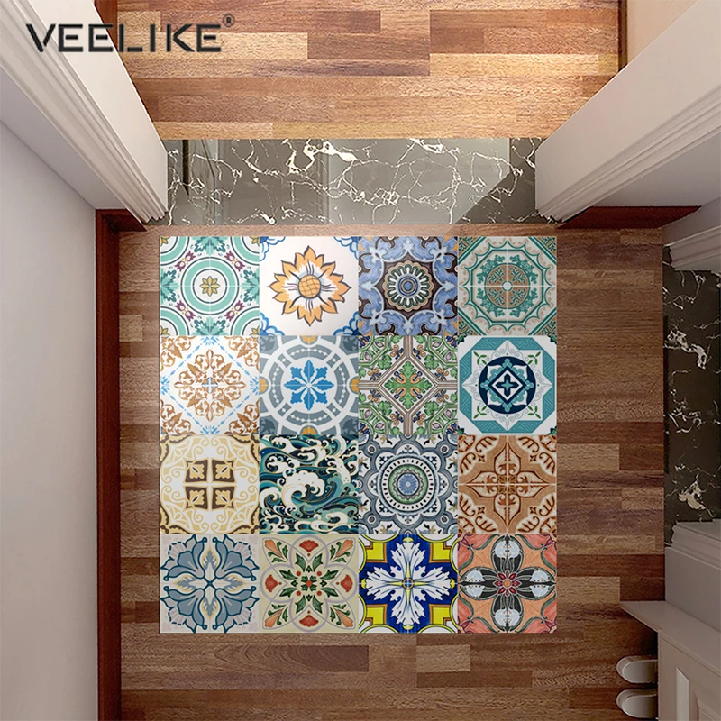 Colorful Self Adhesive Pvc Ceramic Tile Stickers Waterproof Wall Sticker Art Diagonal Floor Kitchen House Decoration Aliexpress Colorful Self Adhesive Pvc Ceramic Tile