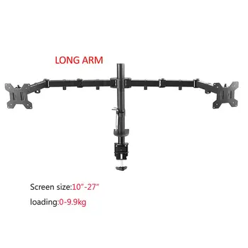 

DL-MS02L Desktop Clamping Full Motion 360 Degree Dual Monitor Holder 10"-27"clamp base Monitor Mount Arm Loading 9.9kgs PC stand