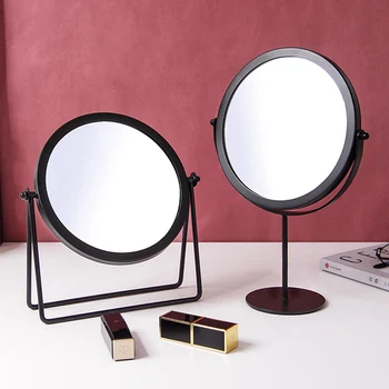 

360 Rotatable HD Mirror Nordic Home Bedroom Bathroom Decor Makeup Mirror Office Desktop Metal Adjustable Cosmetic Dresser Mirror