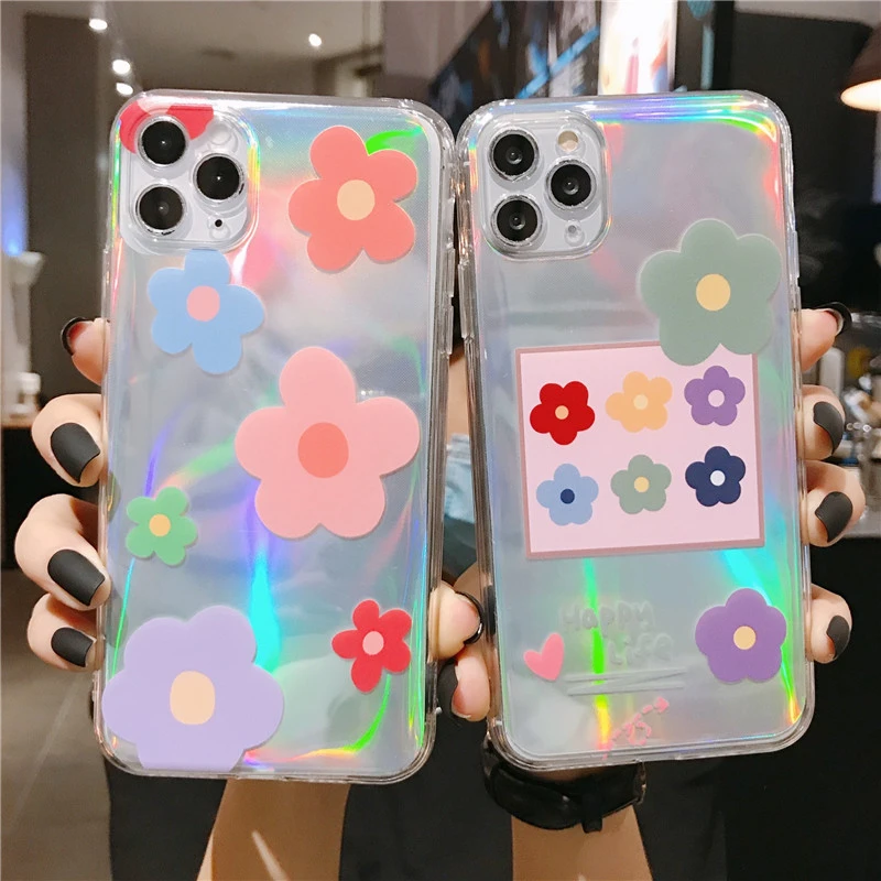 Цветной чехол Note 9S Laser для Xiaomi 10 CC9 Pro 9 CC9E Redmi 8 7 K30 K20 с милым рисунком прозрачный