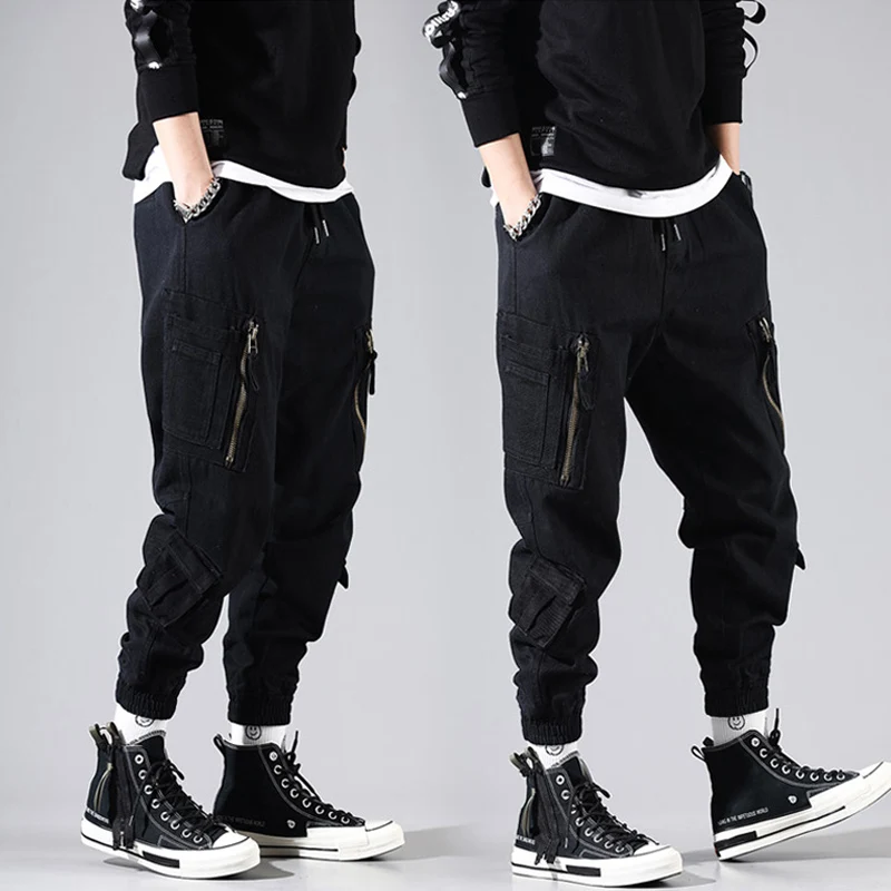 Japanese Style Fashion Men Jeans Multi Pockets Casual Cargo Pants High Quality Wide Leg Trousers Streetwear Hip Hop Joggers