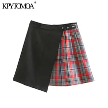 Винтажная Милая Лоскутная Мини-Юбка Для Женщин, модная женская юбка на молнии сзади с поясом, шикарные женские юбки Faldas Mujer