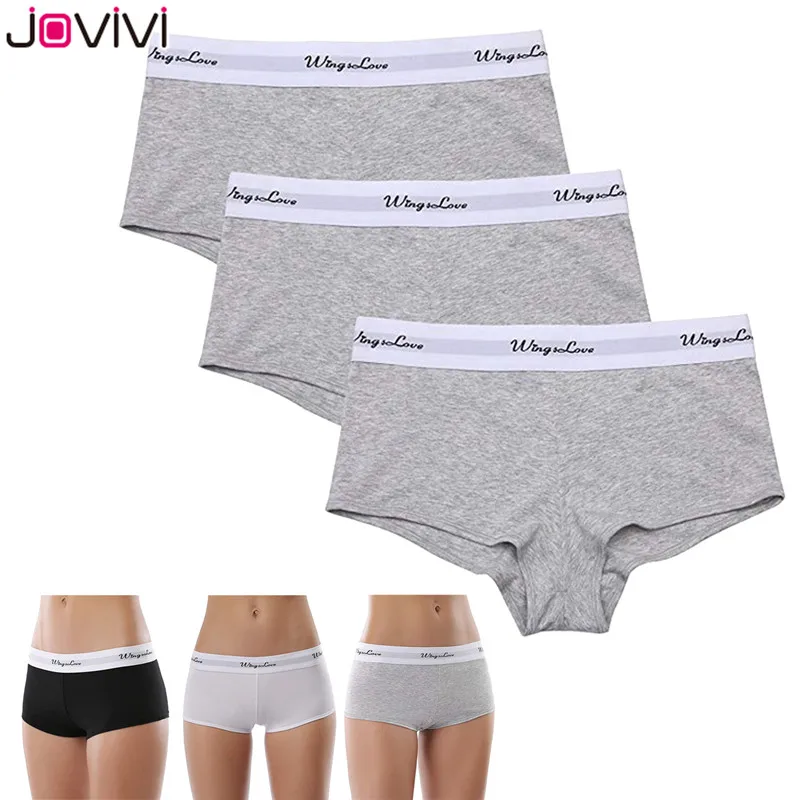 Jovivi, 3 шт., женские трусы для мальчиков, спортивные сексуальные бесшовные трусики, трусы, разноцветные, размер S-L, черные/белые/серые, Wingslove, трусики