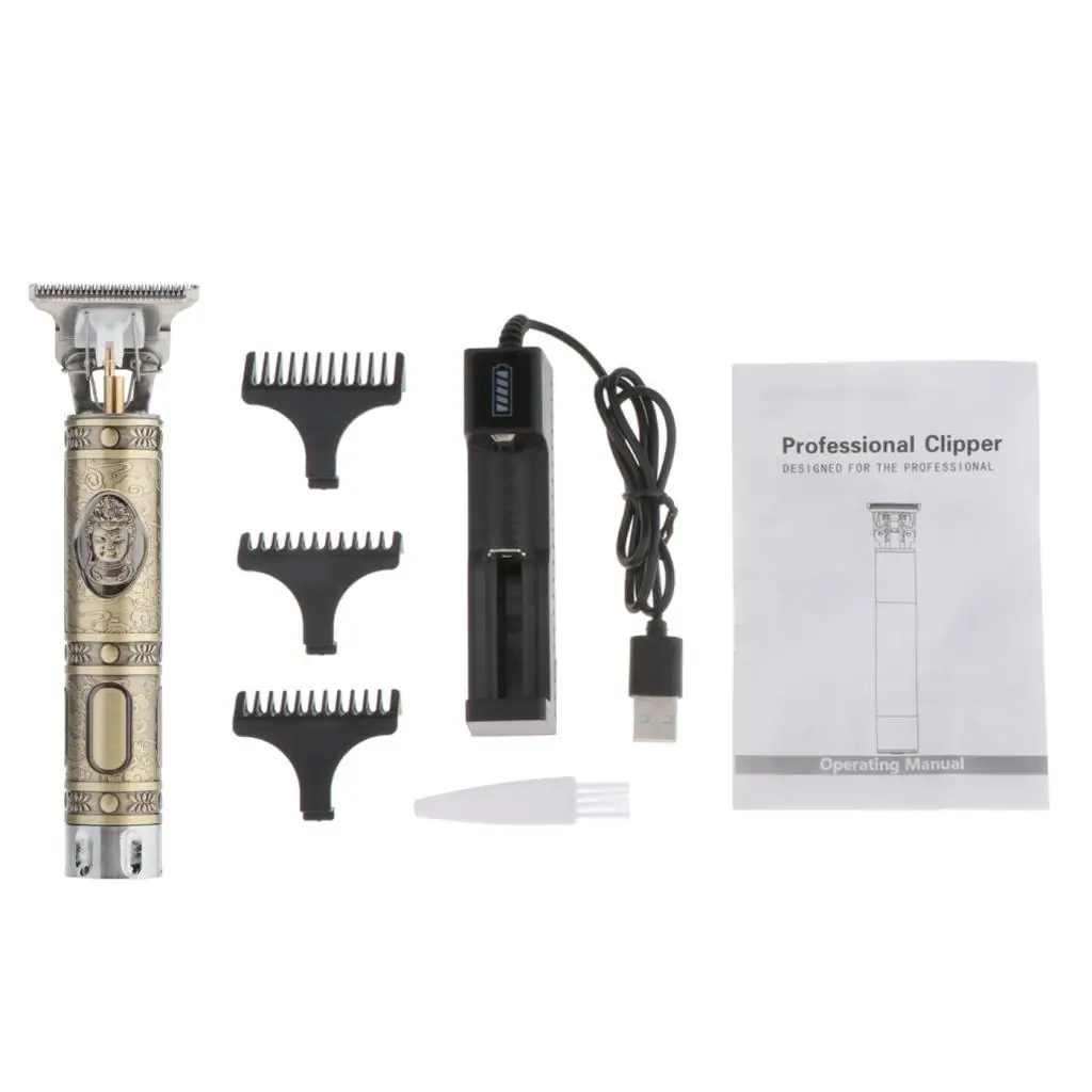 Electric Pro T-Outliner Rechargeable Cordless Close Cutting T-Blade Grooming Trimmer Men Barbershop T-blade Hair Clipper