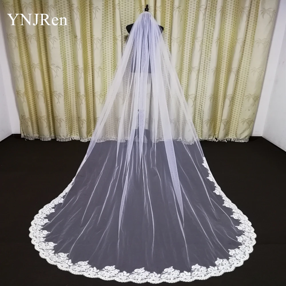 New wedding veil lace cathedral long bride Ivory White Wedding accessories with metal comb Custom | Свадьбы и торжества