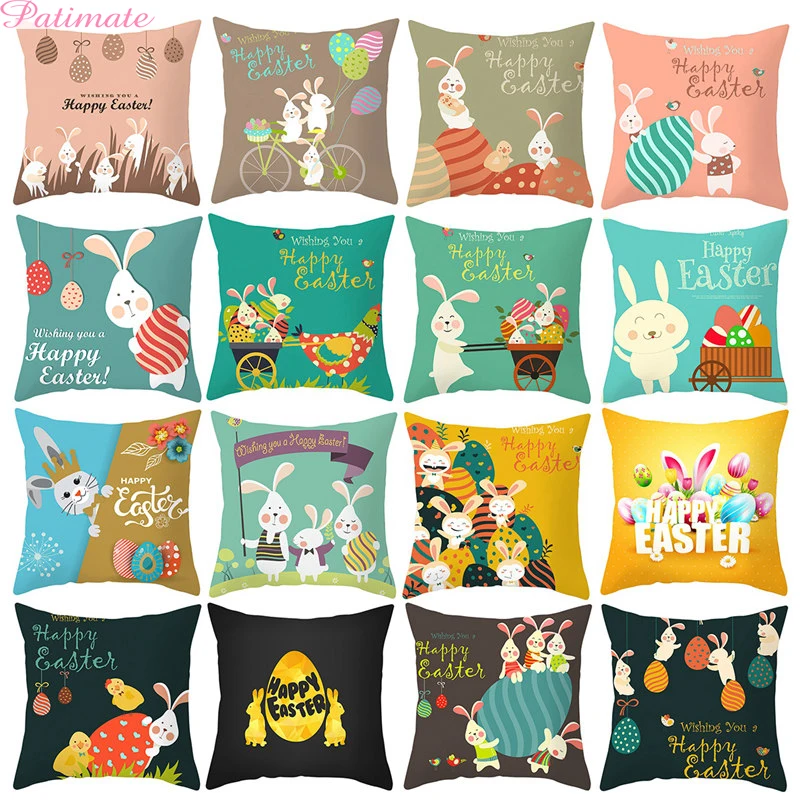 

Easter Rabbit Egg Pillow Coussin Cartoon Geometric Cushions Case Easter Home Decorative Cushion For Sofa DIY Soft Hug Pillowcase
